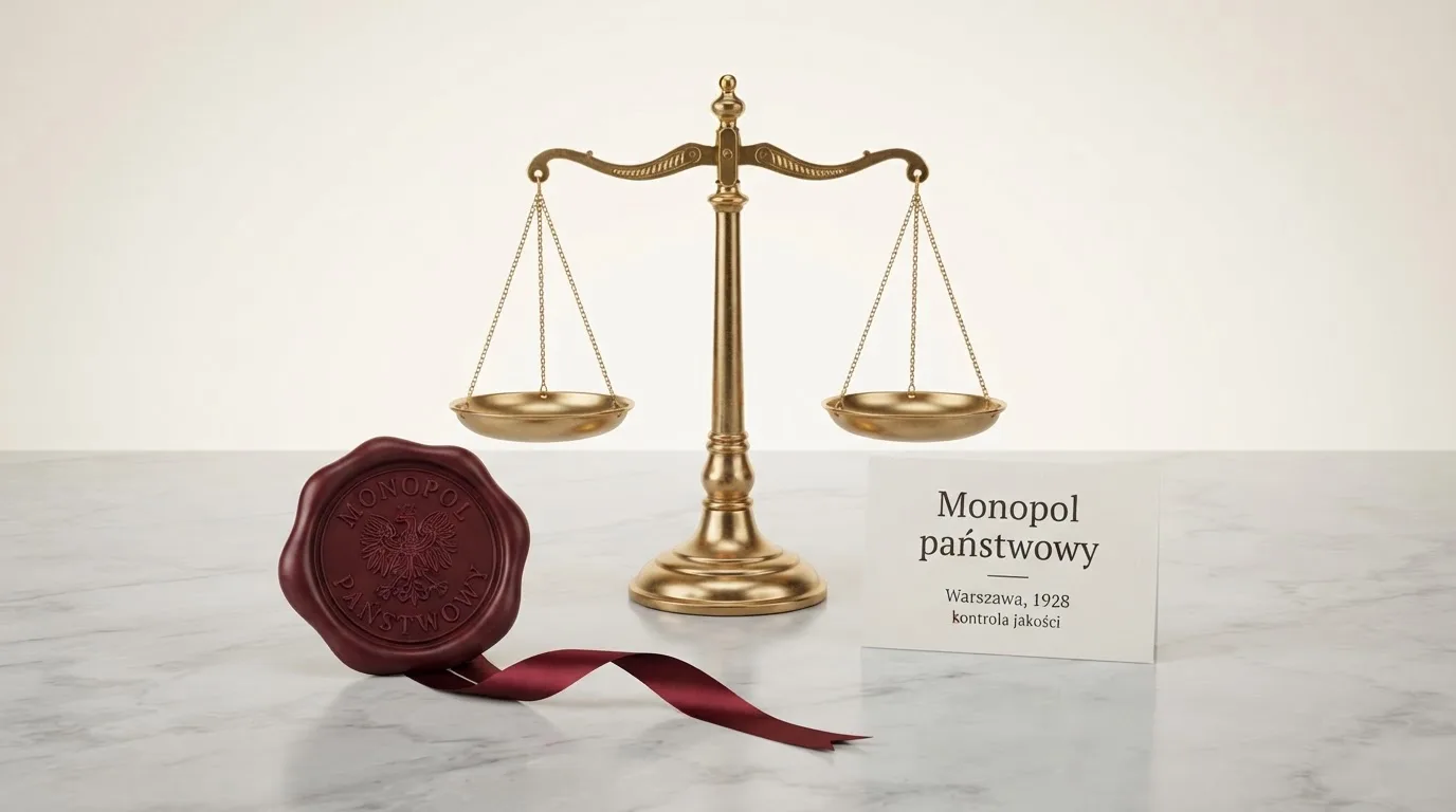 Waga i pieczęć obok napisu o państwowym monopolu na kasyno online