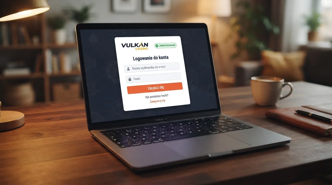Strona logowania oficjalnej platformy Total Casino na ekranie laptopa, jedynego legalnego kasyna online w Polsce